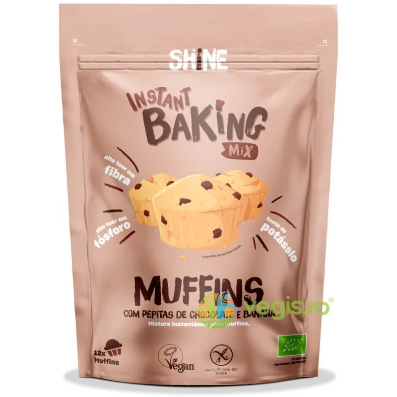 Amestec Instant pentru Muffins cu Banane si Bucati de Ciocolata fara Gluten Ecologic/Bio 350g SHINE — preț și oferte