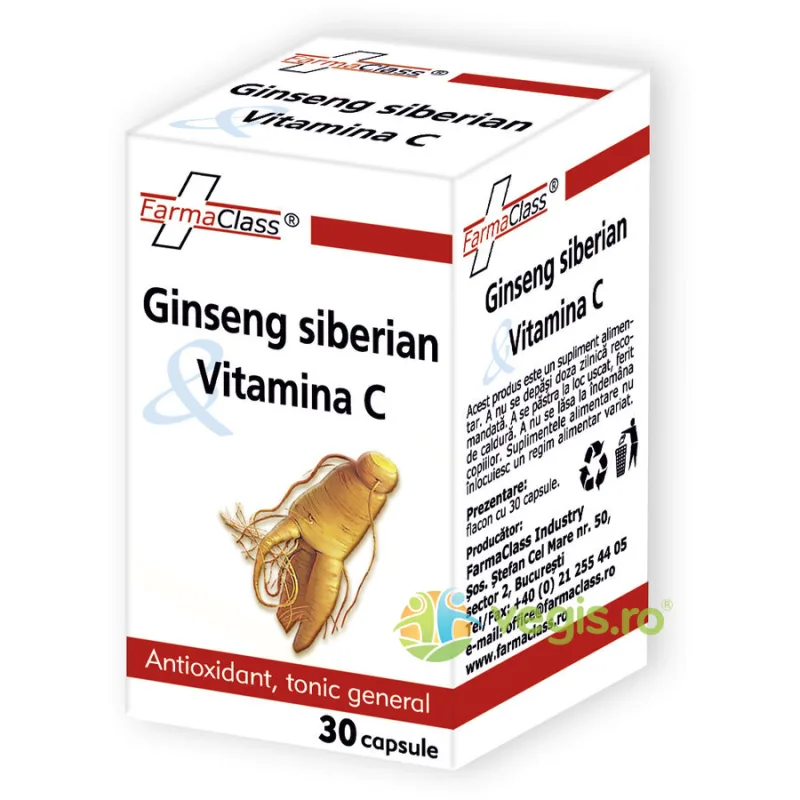 Ginseng Siberian si Vitamina C 30cps Farmaclass — preț și oferte