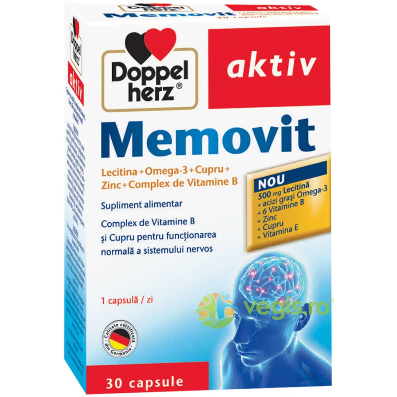 Memovit Lecitina + Omega3 + Cupru + Zinc + B Complex Aktiv 30cps DOPPELHERZ — preț și oferte