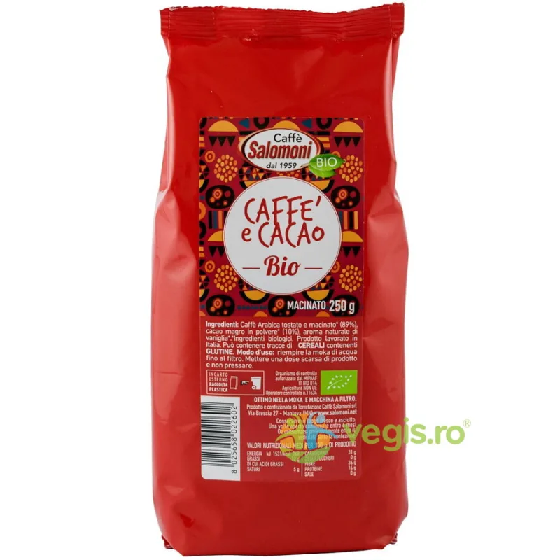 Cafea si Cacao Macinata Ecologica/Bio 250g CAFFE SALOMONI — preț și oferte