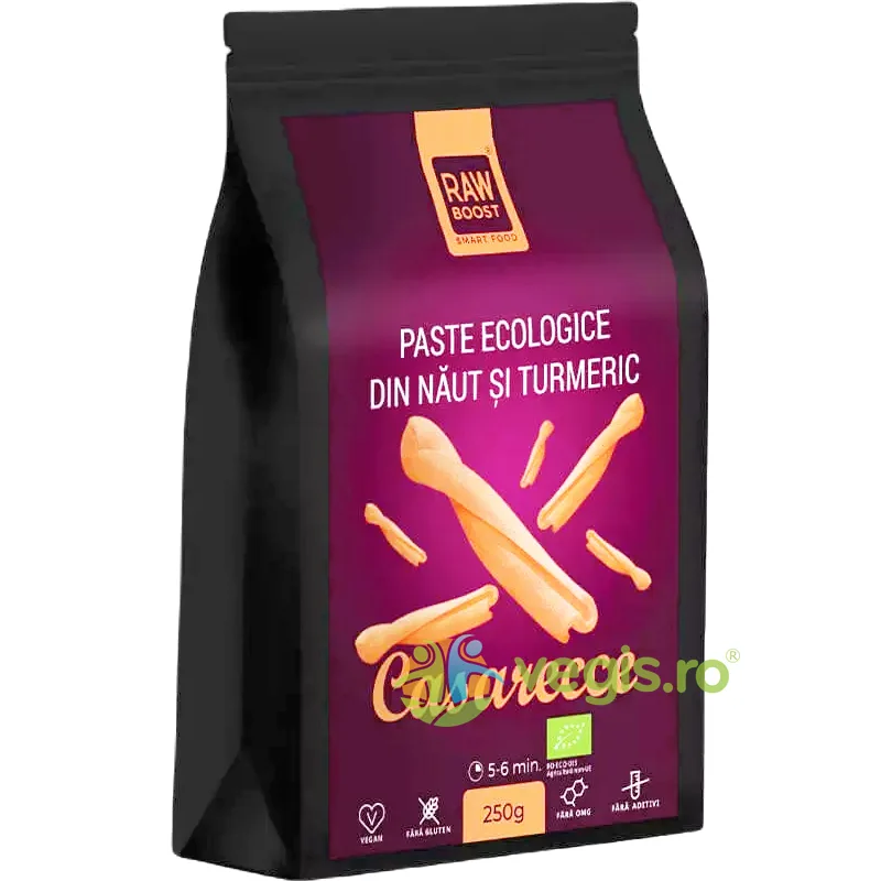 Paste Casarecce din Naut cu Turmeric fara Gluten Ecologice/Bio 250g RAWBOOST — preț și oferte