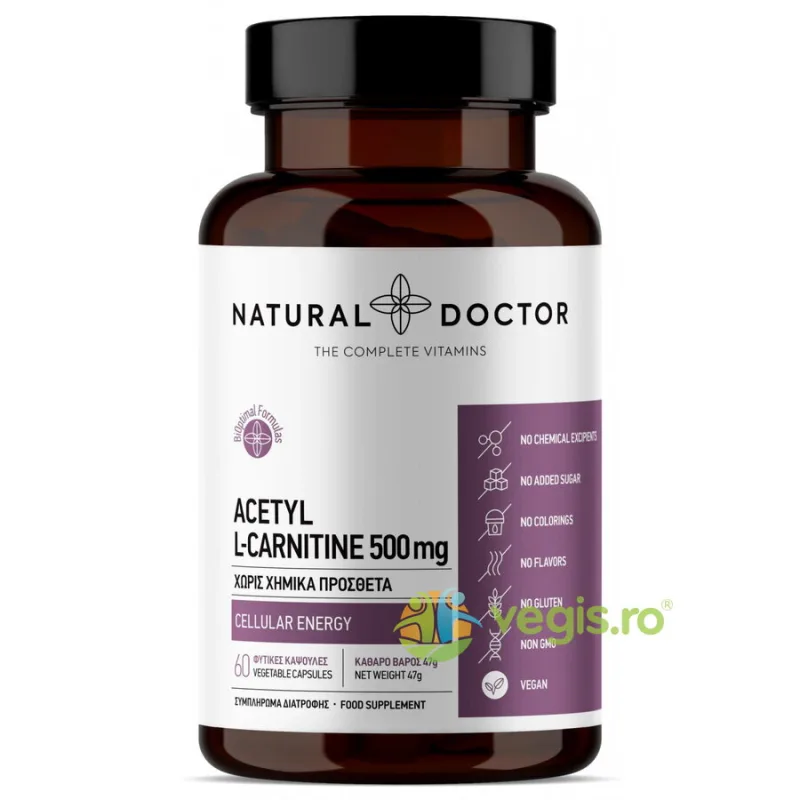 Acetyl L-Carnitine pentru Cresterea Energiei si a Rezistentei Fizice 60cps NATURAL&nbsp;DOCTOR — preț și oferte