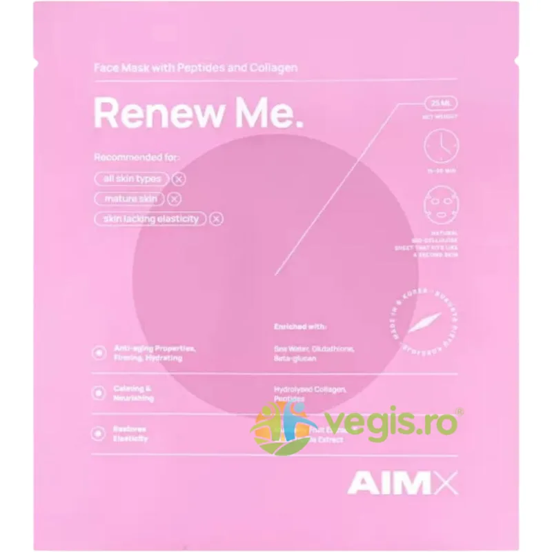 Masca cu Peptide, Colagen Hidrolizat si Acid Hialuronic Renew Me 25ml AIMX — preț și oferte
