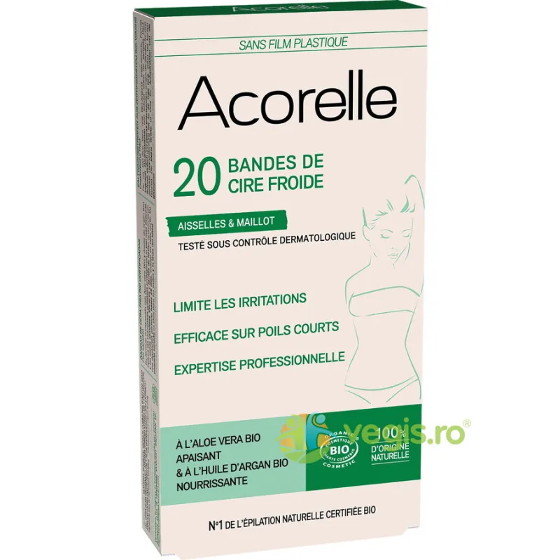 Benzi Depilatoare pentru Axila si Zona Inghinala cu Ceara Rece si Aloe Vera Bio 10x2buc ACORELLE — preț și oferte