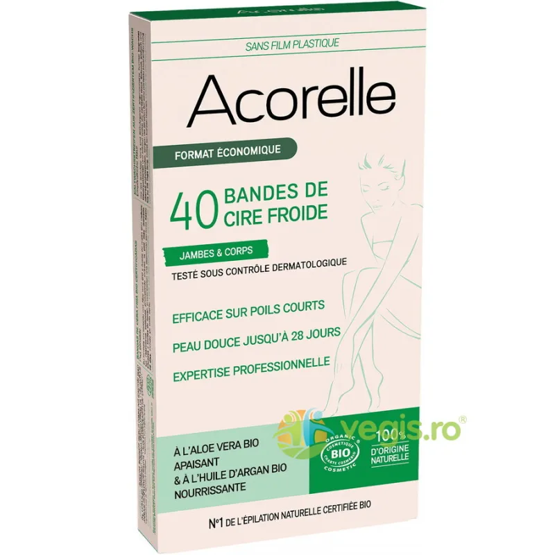 Benzi Depilatoare pentru Corp cu Ceara Rece si Aloe Vera Format Mare Bio 10x4buc ACORELLE — preț și oferte