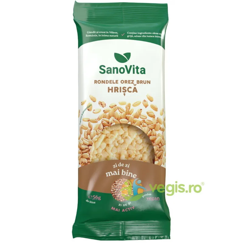 Rondele din Orez Brun cu Hrisca 56g SANOVITA — preț și oferte
