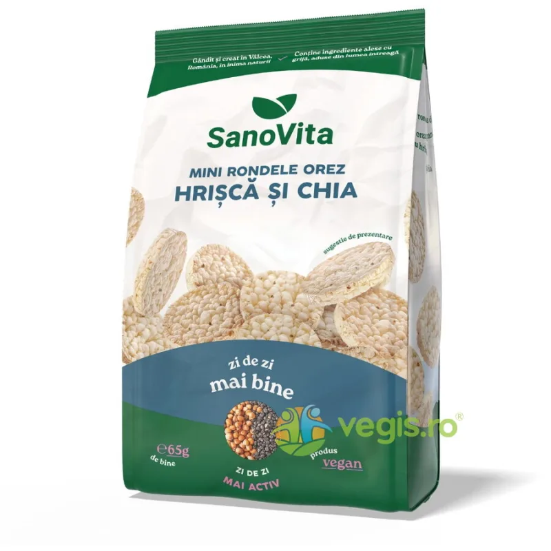 Mini Rondele din Orez cu Hrisca si Chia 65g SANOVITA — preț și oferte