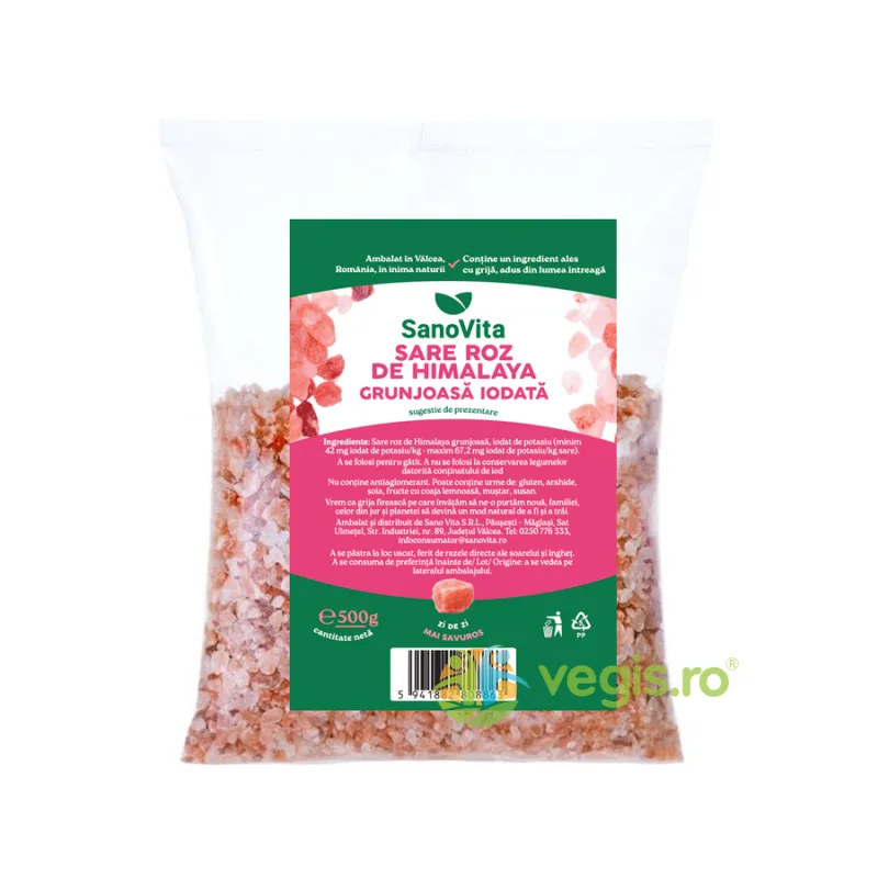 Sare Roz de Himalaya Grunjoasa Iodata 500g SANOVITA — preț și oferte