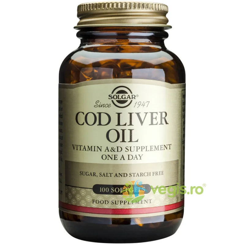 Cod Liver Oil 100cps (Ulei din ficat de cod) SOLGAR — preț și oferte