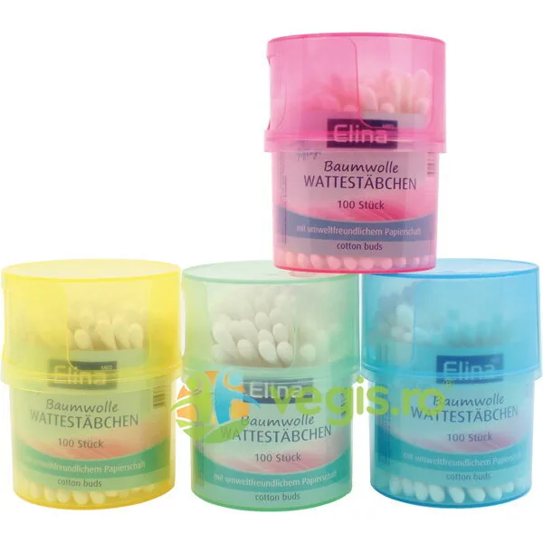 Betisoare de Urechi din Bumbac - Cutie Colorata 100buc ELINA MED — preț și oferte