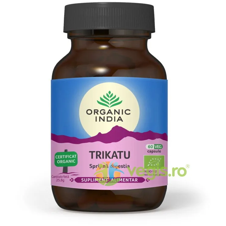 Trikatu (Sprijina Digestia, Formula Ayurvedica Traditionala) Ecologic/Bio 60cps vegetale ORGANIC INDIA — preț și oferte