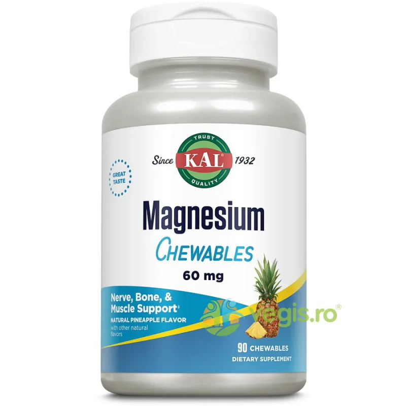 Magneziu Masticabil cu Gust de Ananas 90tb Secom, Kal — preț și oferte