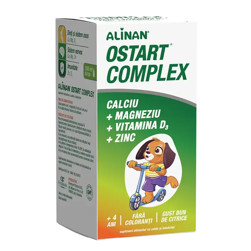 Sirop Alinan Ostart Complex Ca Mg Zn D3, 200ml, Fiterman Pharma — preț și oferte