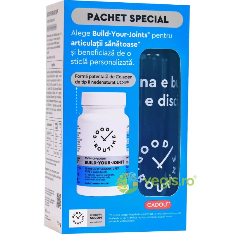 Pachet Build-Your-Joints 30cps vegetale + Sticla Cadou Secom, GOOD ROUTINE — preț și oferte