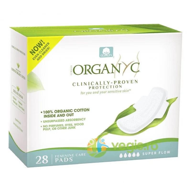 Absorbante Intime din Bumbac Organic Superflow 28buc ORGANYC — preț și oferte