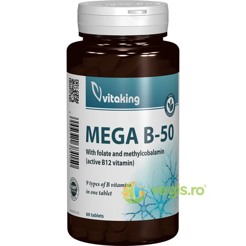 Mega B50 cu Folat si Vitamina B12 60cpr VITAKING — preț și oferte