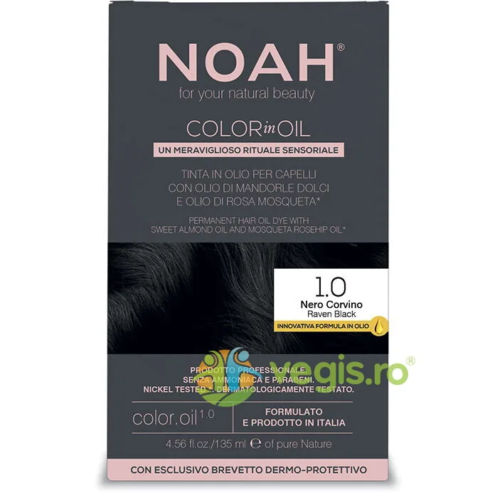 Vopsea de Par Permanenta pe Baza de Ulei 1.0 Negru Intens (Raven Black) fara Amoniac 135ml NOAH — preț și oferte