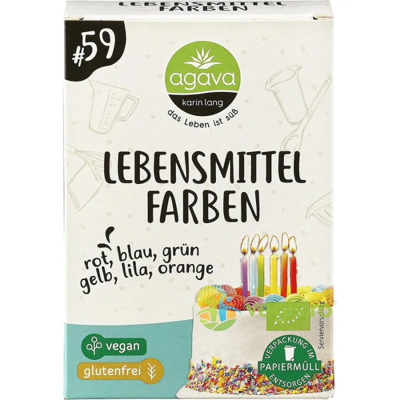 Colorant Alimentar cu 6 Culori fara Gluten Ecologic/Bio 48g Agava Karin Lang — preț și oferte