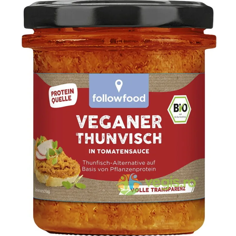 Pasta Alternativa la Ton pe Baza de Proteina Vegetala cu Rosii Ecologica/Bio 180g FOLLOWFISH — preț și oferte