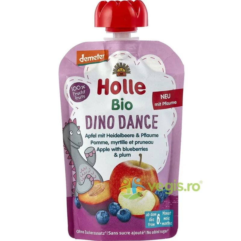 Piure de Mere pentru Copii +6 Luni cu Afine si Prune fara Zahar Ecologic/Bio 100g HOLLE — preț și oferte