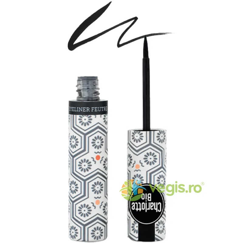 Eyeliner Negru de Inalta Precizie cu Varf de Pasla cu Aloe Vera si Extract de Magnolie 4ml CHARLOTTE BIO — preț și oferte