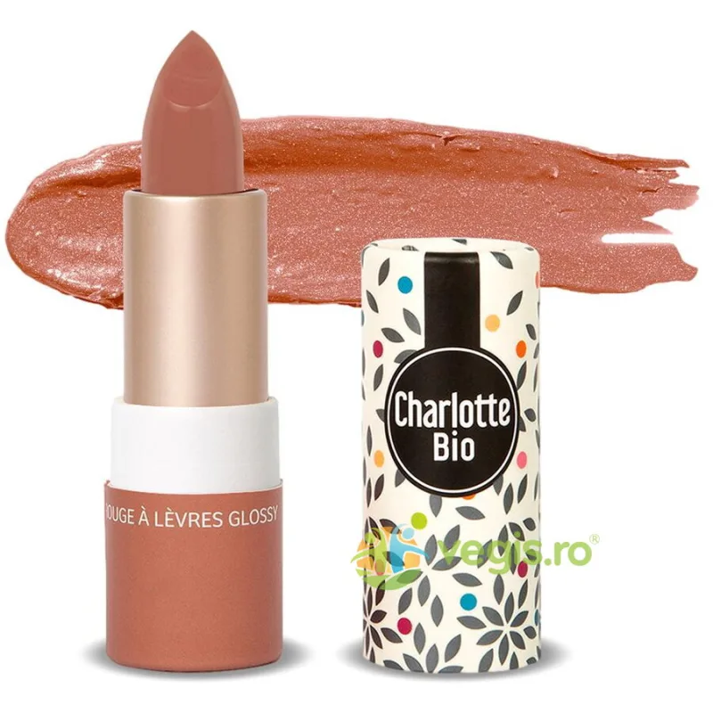 Ruj Stralucitor cu Unt de Shea, Ulei de Ricin si Ceara Vegetala Nude Moka 3.5g CHARLOTTE BIO — preț și oferte