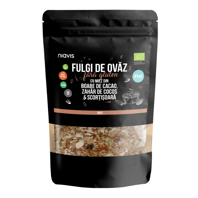 Fulgi de ovaz fini fara gluten cu scortisoara Bio, 200 g, Niavis — preț și oferte