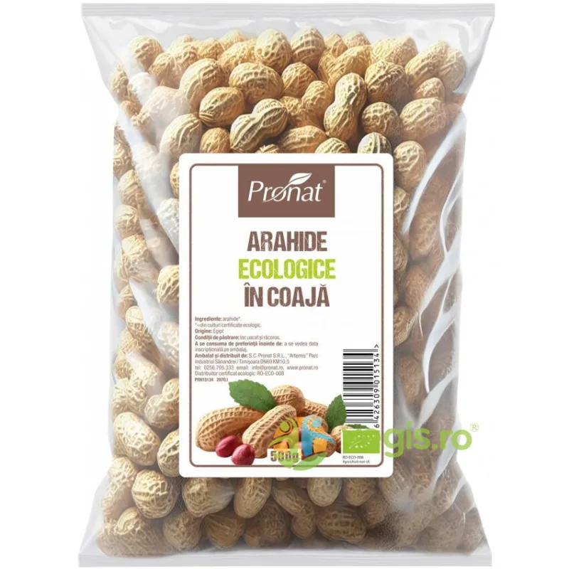 Arahide in Coaja Usor Prajite Nesarate Ecologice/Bio 500g PRONAT — preț și oferte