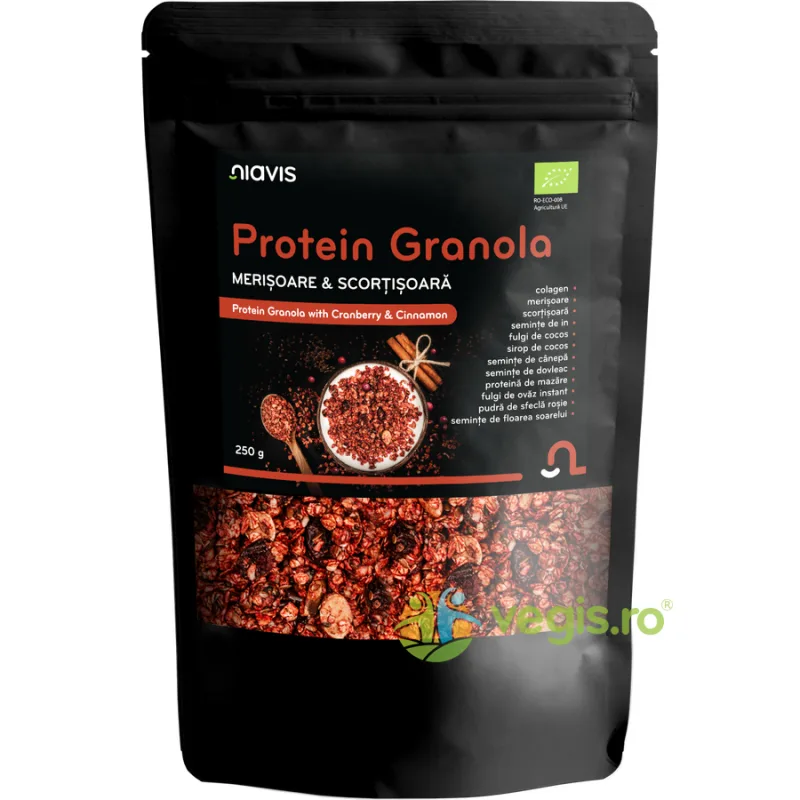 Protein Granola cu Merisoare si Scortisoara Ecologica/Bio 250g NIAVIS — preț și oferte