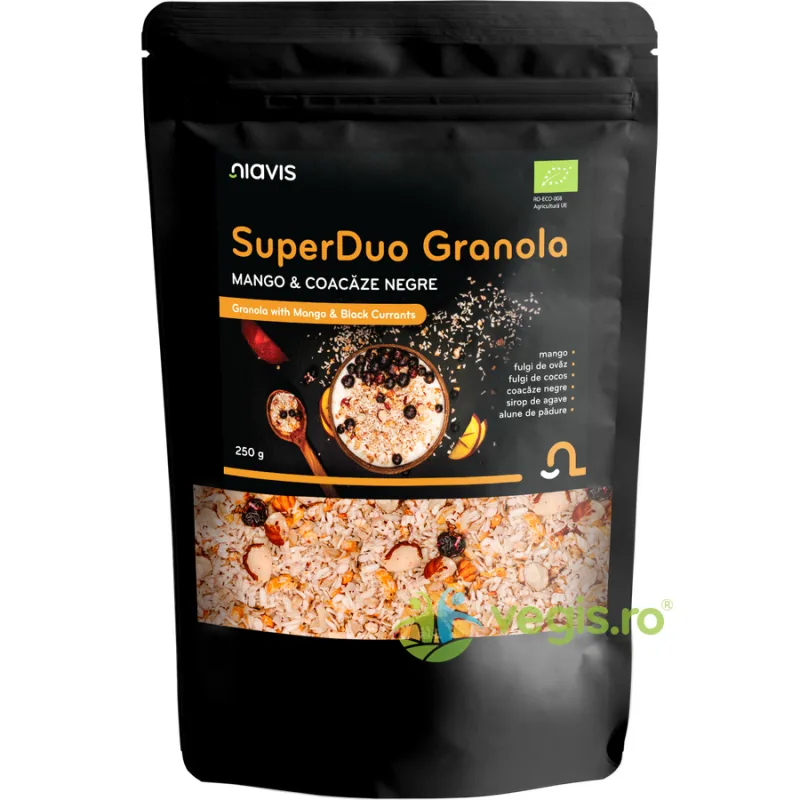 SuperDuo Granola cu Mango si Coacaze Negre Ecologica/Bio 250g NIAVIS — preț și oferte