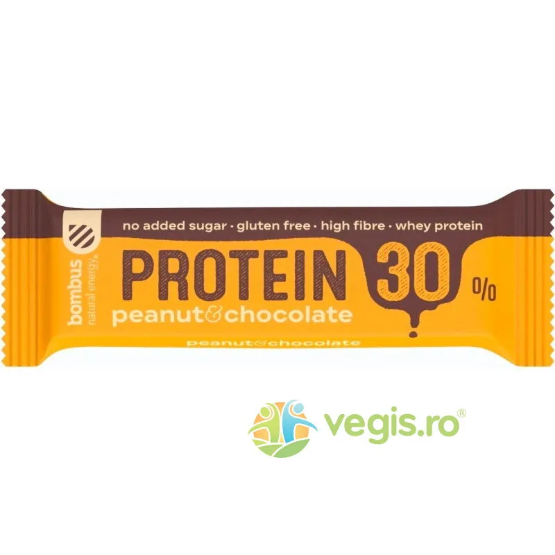 Baton Proteic cu Arahide si Ciocolata fara Gluten 30% Proteine 50g BOMBUS — preț și oferte