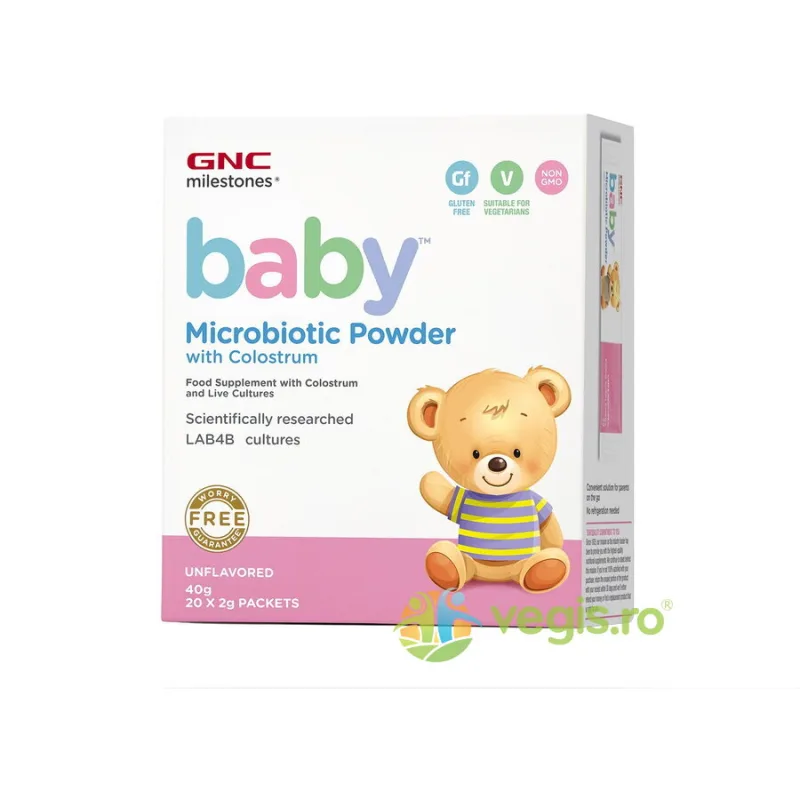 Pudra cu Colostru fara Aroma Milestones Baby Microbiotic 20 pliculete GNC — preț și oferte