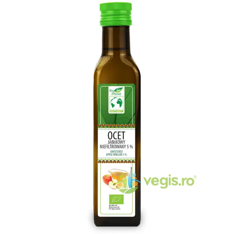 Otet de Mere Nefiltrat 5% Aciditate Ecologic/Bio 250ml Bio Planet — preț și oferte