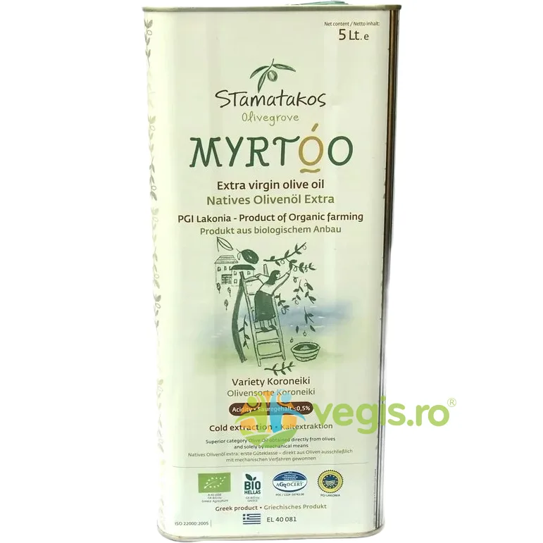 Ulei de Masline Extravirgin Myrtoo Ecologic/Bio 5L STAMATAKOS&nbsp;OLIVEGROVE — preț și oferte