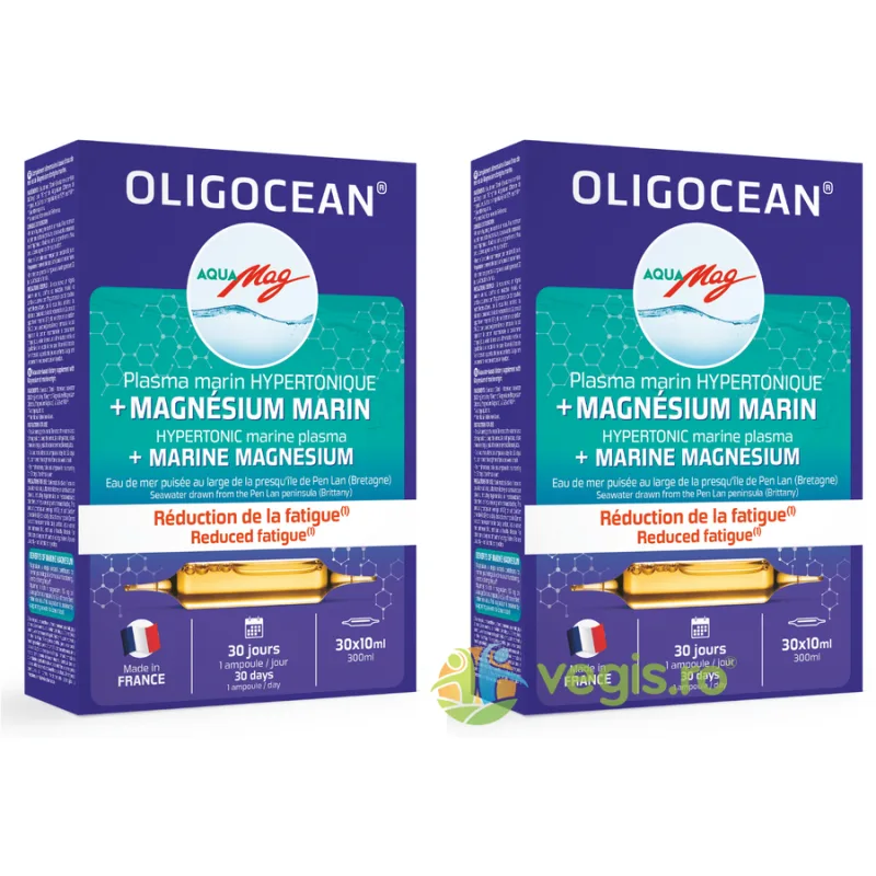 Pachet Magneziu Marin Hipertonic AquaMag Oligocean 30 fiole x10ml + 30 fiole x10ml, Laboratoires Super Diet — preț și oferte