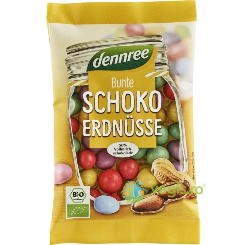 Arahide Colorate cu Ciocolata cu Lapte Ecologice/Bio 100g Dennree — preț și oferte