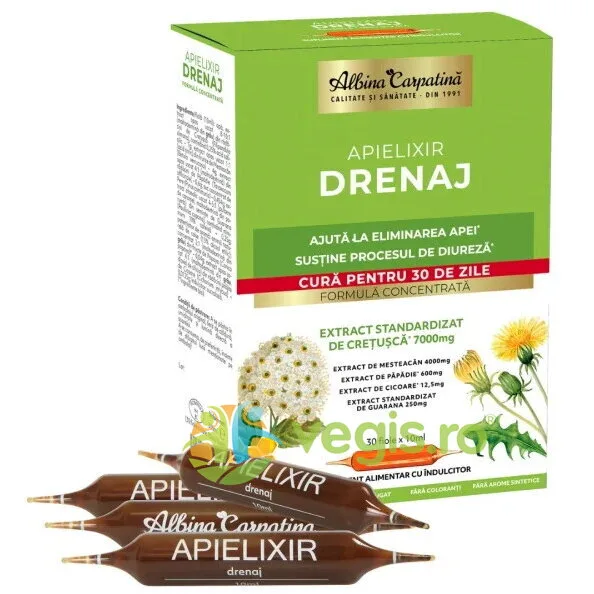 Apielixir Drenaj 30 fiole Albina Carpatina — preț și oferte