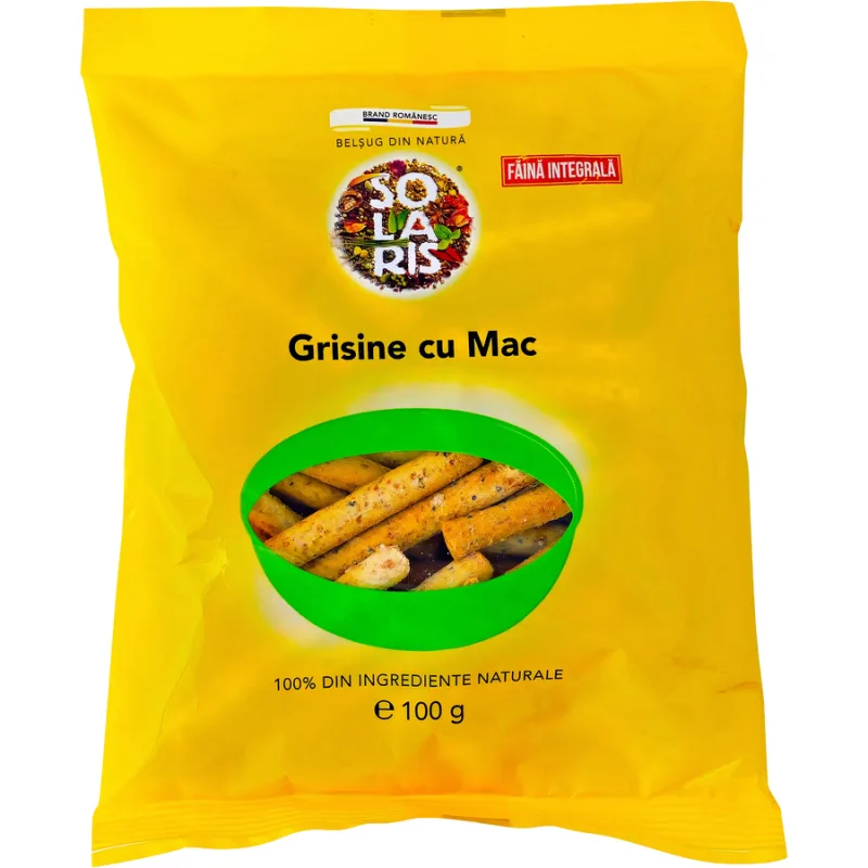 Grisine din Faina Integrala si Mac 100g SOLARIS — preț și oferte