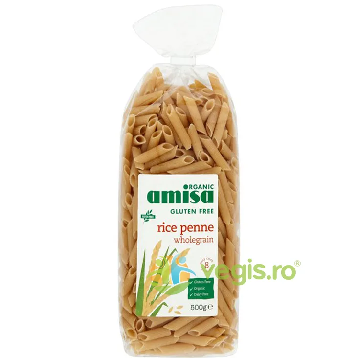 Paste Penne din Orez Integral fara Gluten Ecologice/Bio 500g AMISA — preț și oferte
