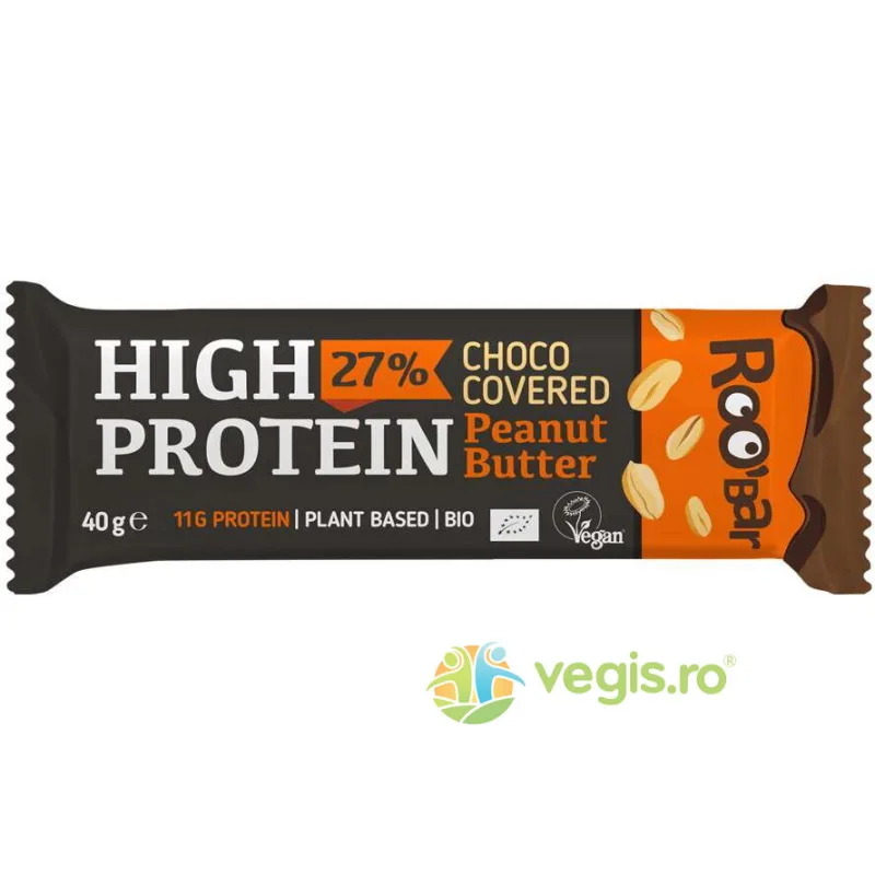 Baton Proteic cu Unt de Arahide Invelit in Ciocolata fara Gluten Ecologic/Bio 40g ROOBAR — preț și oferte