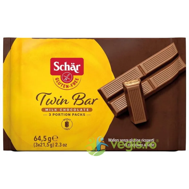 Napolitane Invelite in Ciocolata fara Gluten - Twin Bar 64.5g SCHAR — preț și oferte