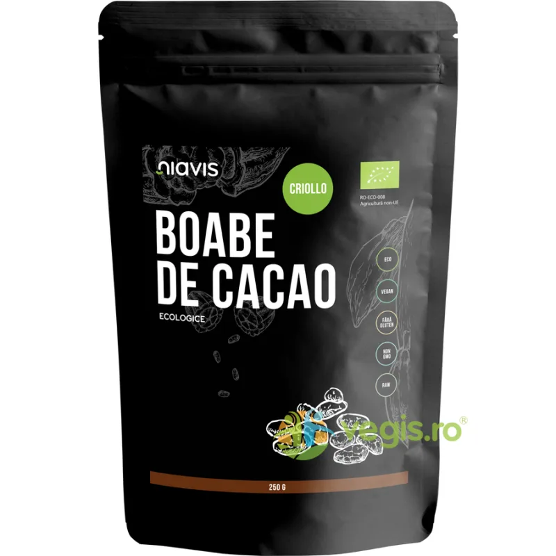 Boabe de Cacao Criollo Intregi Ecologice/Bio 250g NIAVIS — preț și oferte