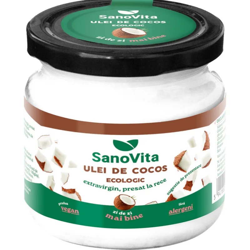 Ulei de Cocos Extravirgin Presat la Rece Ecologic/Bio 500ml SANOVITA — preț și oferte