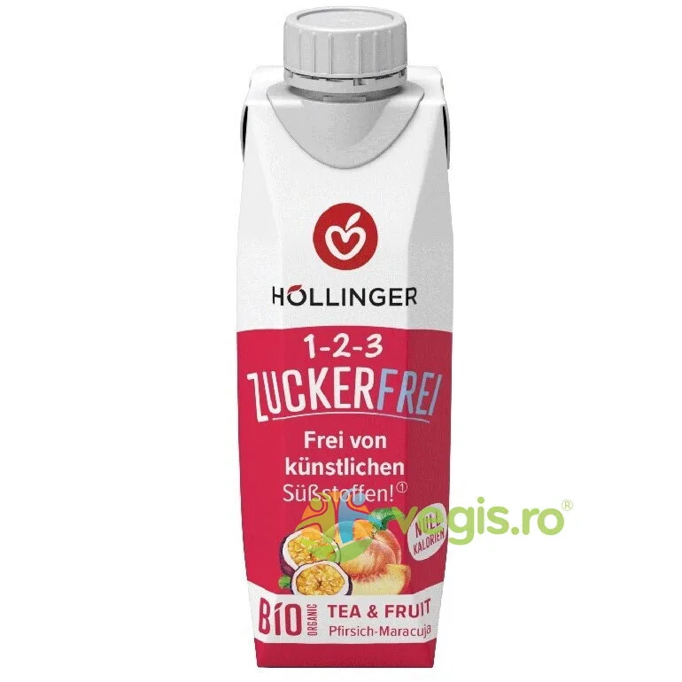 Ceai cu Piersici si Maracuja fara Zahar Adaugat Ecologic/Bio 300ml HOLLINGER — preț și oferte
