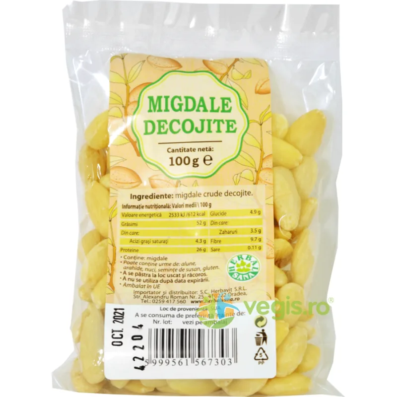 Migdale Crude Decojite 100g Herbavit — preț și oferte