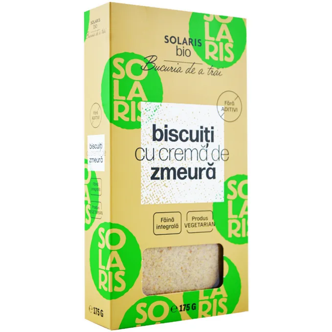 Biscuiti cu Crema de Zmeura Ecologici/Bio 175g SOLARIS — preț și oferte