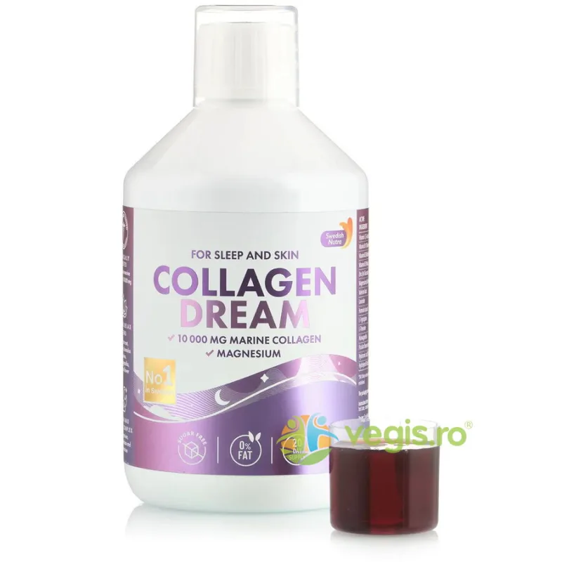 Collagen Dream - Colagen Marin Lichid Hidrolizat 10000 mg pentru Relaxare, Somn Odihnitor si Frumusete + Magneziu 150mg + Triptofan 500mg + Herbal Blend Relax 500ml SWEDISH NUTRA — preț și oferte