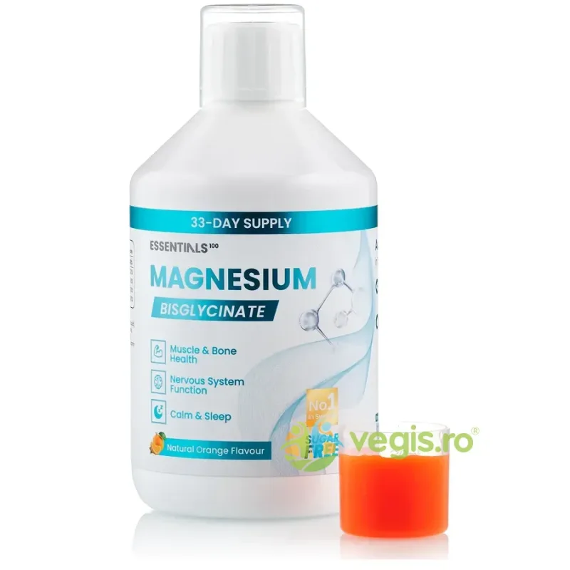 Essentials 100 - Magneziu Bisglicinat + Magneziu Gluconat cu Vitamina B6 + Vitamina B12 + Vitamina C 500ml SWEDISH NUTRA — preț și oferte