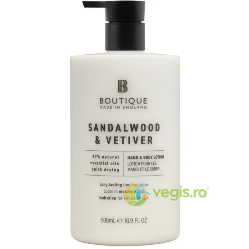 Lotiune pentru Maini si Corp cu Parfum de Lemn de Santal si Vetiver 500ml BOUTIQUE — preț și oferte