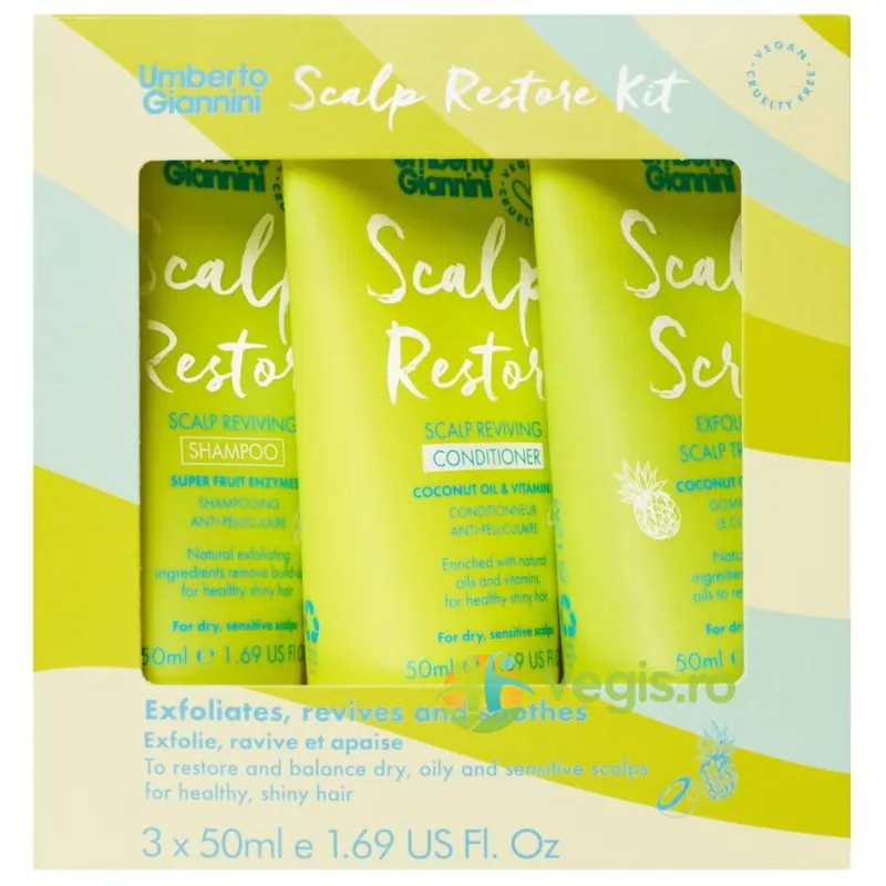 Set Antimatreata Travel Size Scalp Restore Kit 3x50ml UMBERTO GIANNINI — preț și oferte